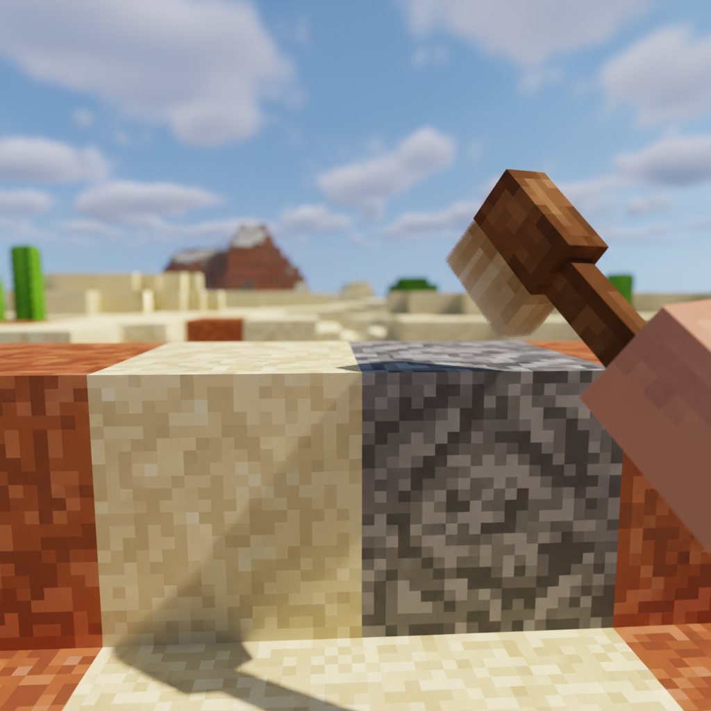 Close-up of suspicious sand and suspicious gravel textures with a brush ready to use