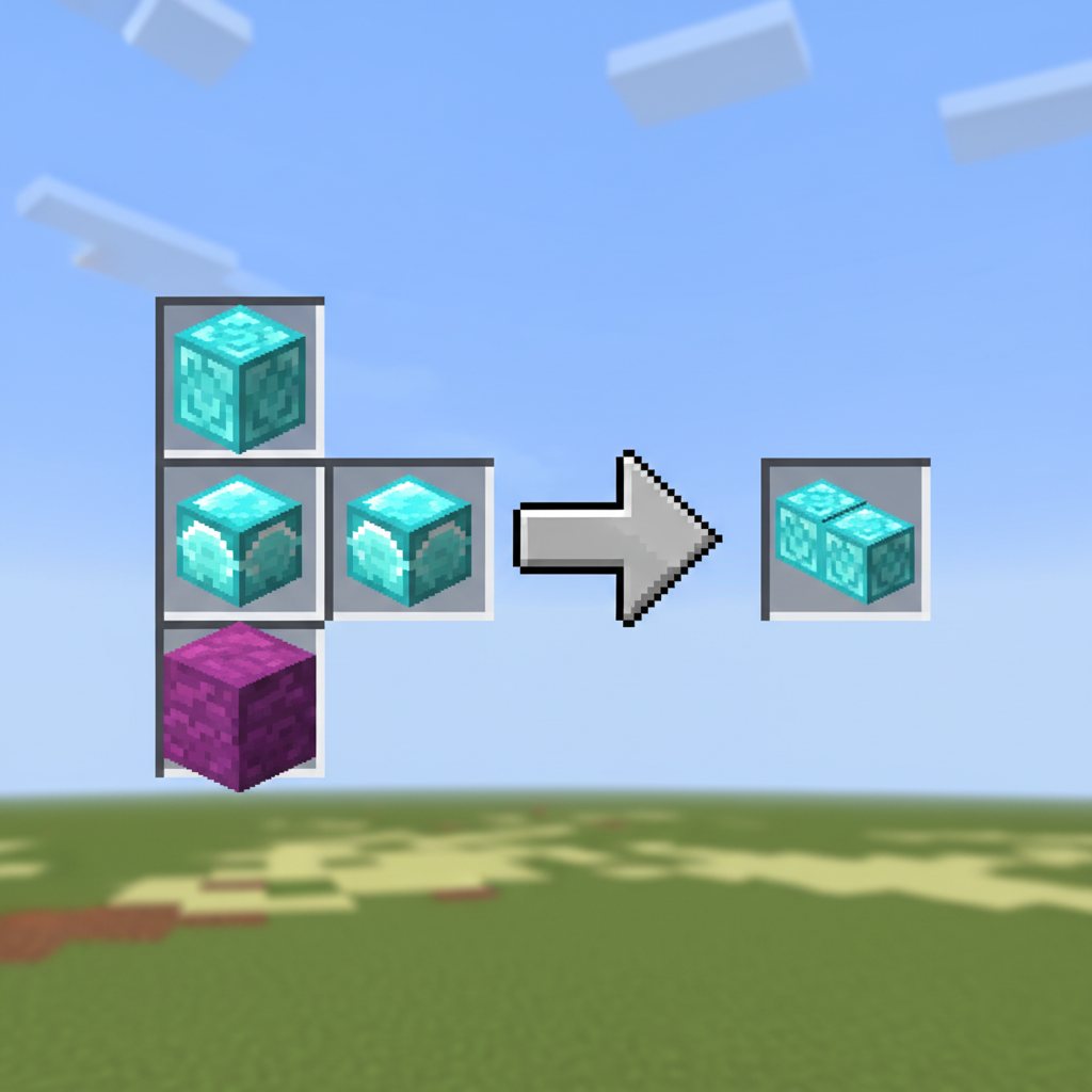 Close-up guide view of duplicating a smithing template using diamonds and the matching block