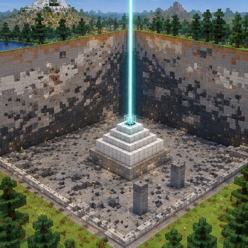 Beacon Quarry Strategy for Deepslate and Tuff — conceptual voxel illustration