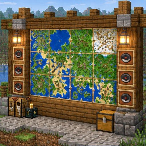 Compass Locator Map Wall — conceptual voxel illustration